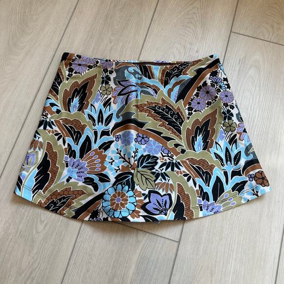 Seea Rita Antigua leaf print high waisted bodycon 50s style swim skirt large - Picture 3 of 4